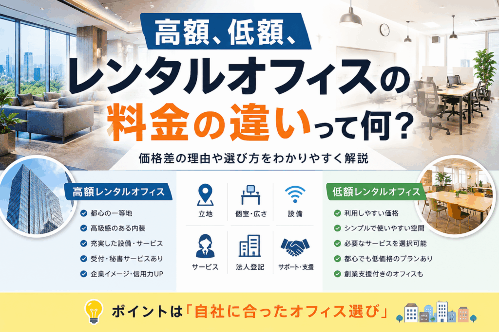 高額、低額、レンタルオフィスの料金の違いって何？